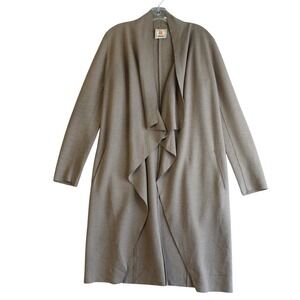 Andean Cardigan Womens S Taupe Wool Waterfall Drape Longline Coatigan Minimalist